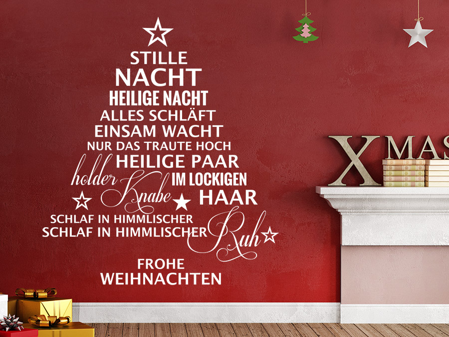 Wandtattoo Stille Nacht Weihnachtsbaum | WANDTATTOO.DE