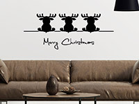 Wandtattoo 3 Weihnachtselche im Wohnzimmer in schwarz