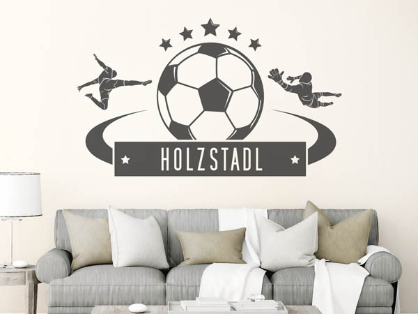 Wandtattoo Holzstadl Fußball