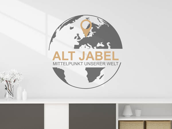 Wandtattoo Alt Jabel - Mittelpunkt unserer Welt mit Pin im Globus