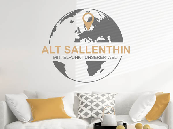 Wandtattoo Alt Sallenthin - Mittelpunkt unserer Welt mit Pin im Globus