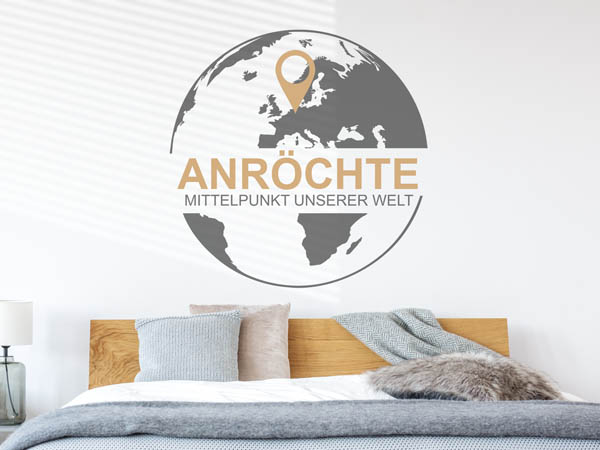 Wandtattoo Anröchte - Mittelpunkt unserer Welt mit Pin im Globus