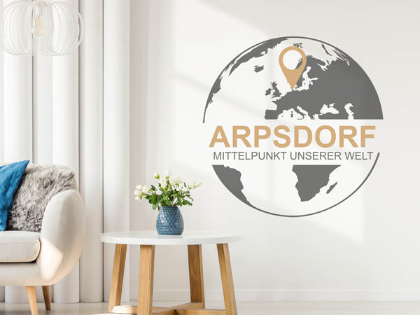 Wandtattoo Arpsdorf - Mittelpunkt unserer Welt mit Pin im Globus