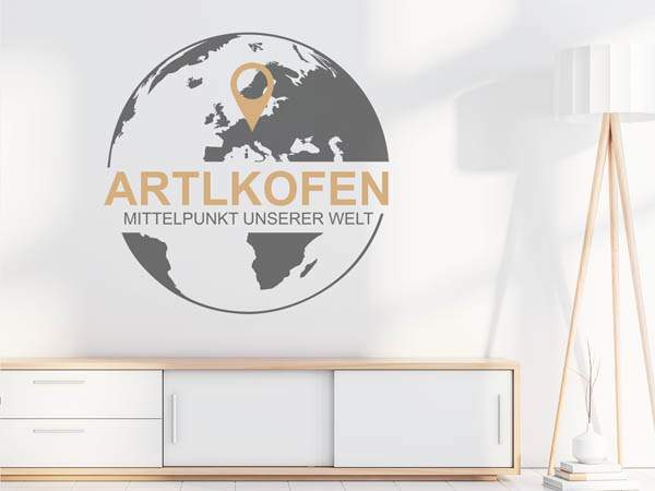 Wandtattoo Artlkofen - Mittelpunkt unserer Welt mit Pin im Globus