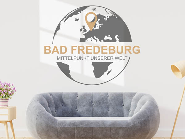 Wandtattoo Bad Fredeburg - Mittelpunkt unserer Welt mit Pin im Globus