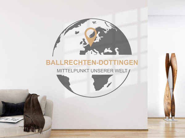 Wandtattoo Ballrechten-Dottingen - Mittelpunkt unserer Welt mit Pin im Globus