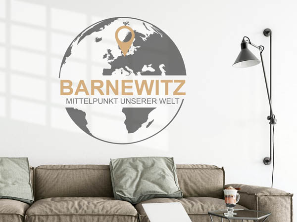 Wandtattoo Barnewitz - Mittelpunkt unserer Welt mit Pin im Globus