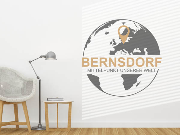Wandtattoo Bernsdorf - Mittelpunkt unserer Welt mit Pin im Globus