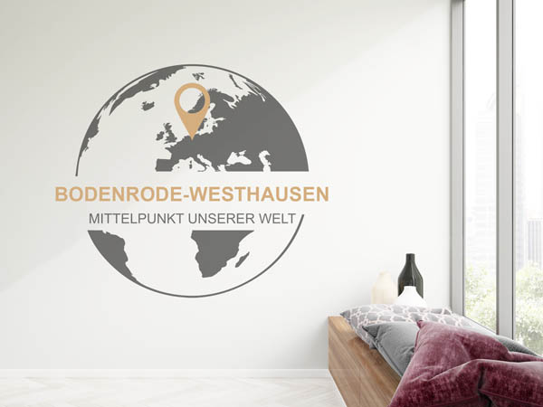 Wandtattoo Bodenrode-Westhausen - Mittelpunkt unserer Welt mit Pin im Globus