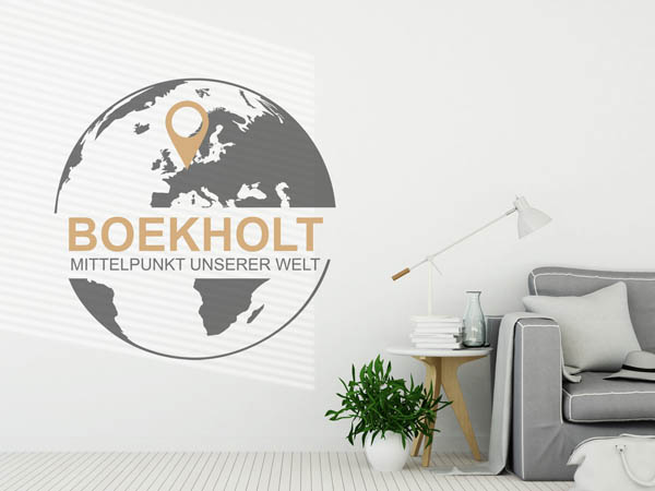 Wandtattoo Boekholt - Mittelpunkt unserer Welt mit Pin im Globus