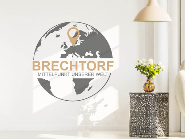 Wandtattoo Brechtorf - Mittelpunkt unserer Welt mit Pin im Globus
