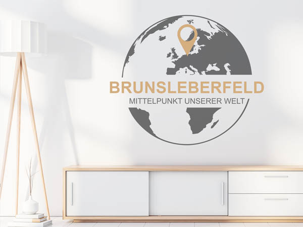 Wandtattoo Brunsleberfeld - Mittelpunkt unserer Welt mit Pin im Globus