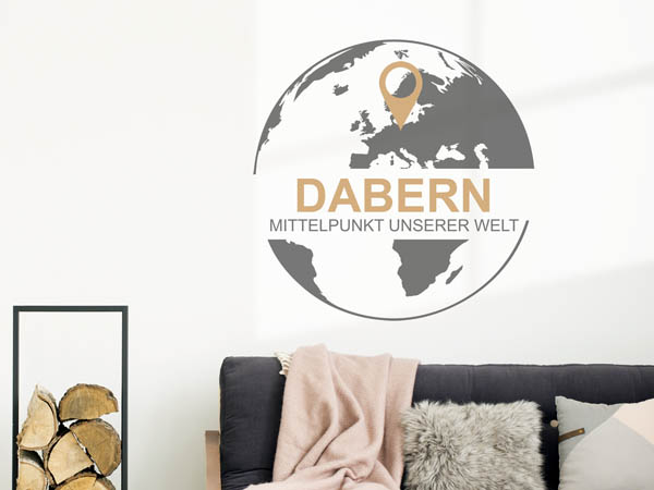 Wandtattoo Dabern - Mittelpunkt unserer Welt mit Pin im Globus