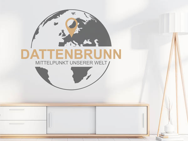 Wandtattoo Dattenbrunn - Mittelpunkt unserer Welt mit Pin im Globus
