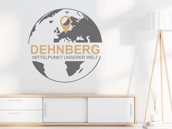 Wandtattoo Dehnberg - Mittelpunkt unserer Welt mit Pin im Globus