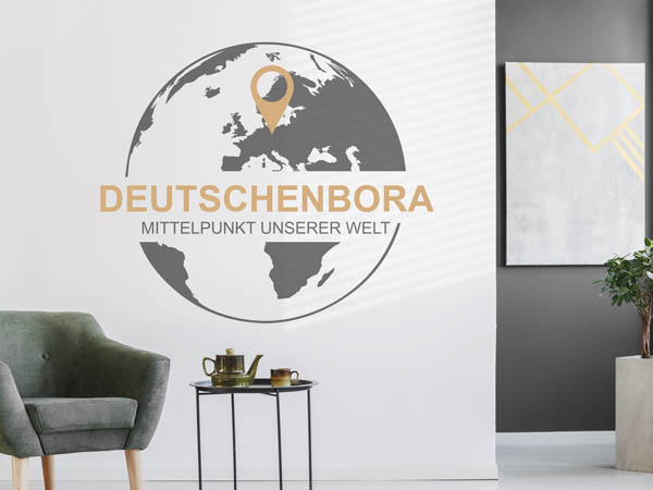 Wandtattoo Deutschenbora - Mittelpunkt unserer Welt mit Pin im Globus