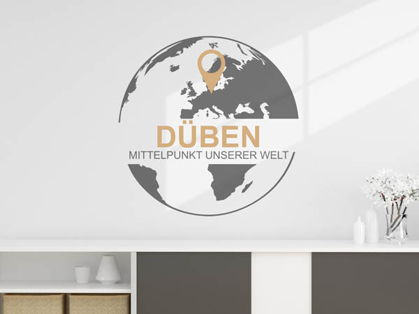 Wandtattoo Düben - Mittelpunkt unserer Welt mit Pin im Globus