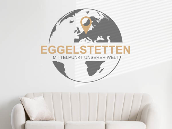 Wandtattoo Eggelstetten - Mittelpunkt unserer Welt mit Pin im Globus