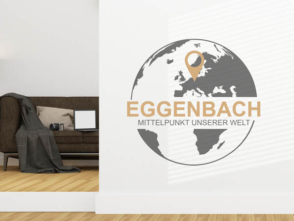 Wandtattoo Eggenbach - Mittelpunkt unserer Welt mit Pin im Globus