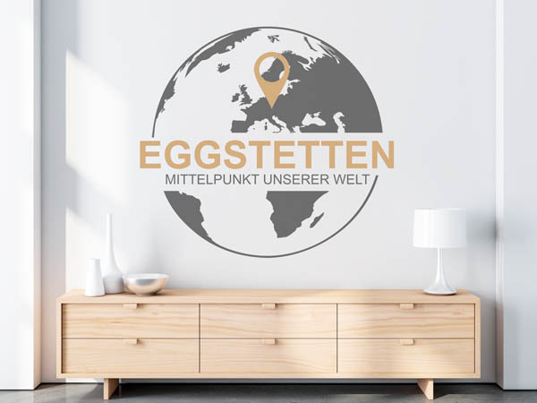 Wandtattoo Eggstetten - Mittelpunkt unserer Welt mit Pin im Globus