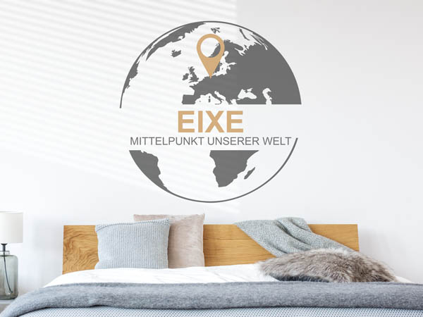 Wandtattoo Eixe - Mittelpunkt unserer Welt mit Pin im Globus
