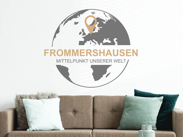 Wandtattoo Frommershausen - Mittelpunkt unserer Welt mit Pin im Globus