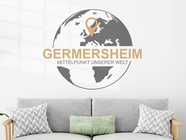 Wandtattoo Germersheim - Mittelpunkt unserer Welt mit Pin im Globus