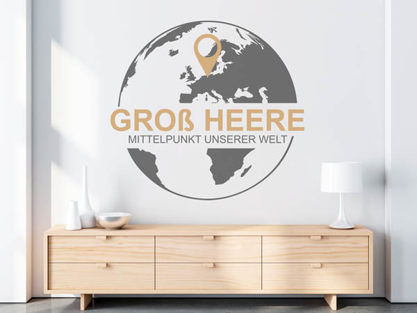 Wandtattoo Groß Heere - Mittelpunkt unserer Welt mit Pin im Globus