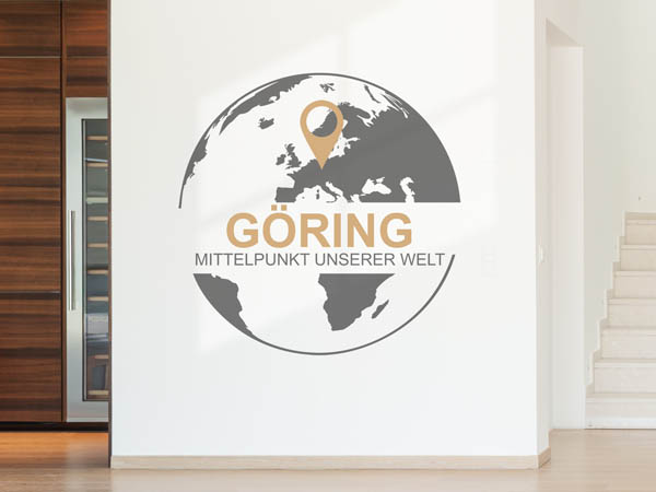 Wandtattoo Göring - Mittelpunkt unserer Welt mit Pin im Globus