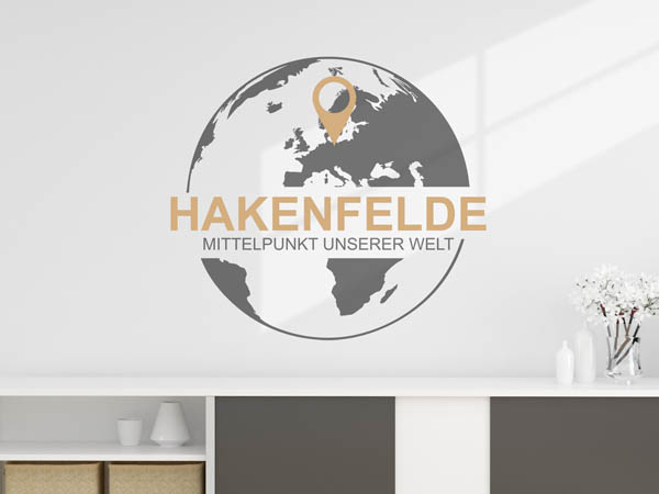 Wandtattoo Hakenfelde - Mittelpunkt unserer Welt mit Pin im Globus