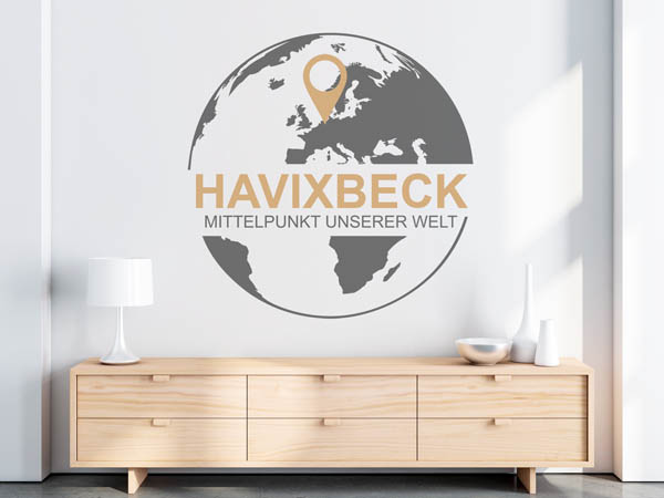 Wandtattoo Havixbeck - Mittelpunkt unserer Welt mit Pin im Globus