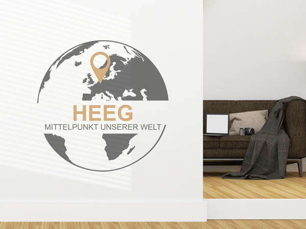 Wandtattoo Heeg - Mittelpunkt unserer Welt mit Pin im Globus