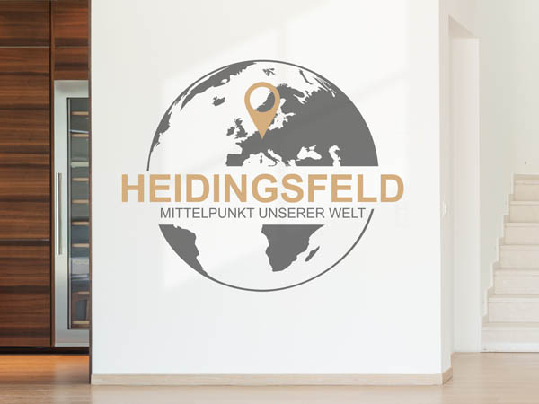 Wandtattoo Heidingsfeld - Mittelpunkt unserer Welt mit Pin im Globus