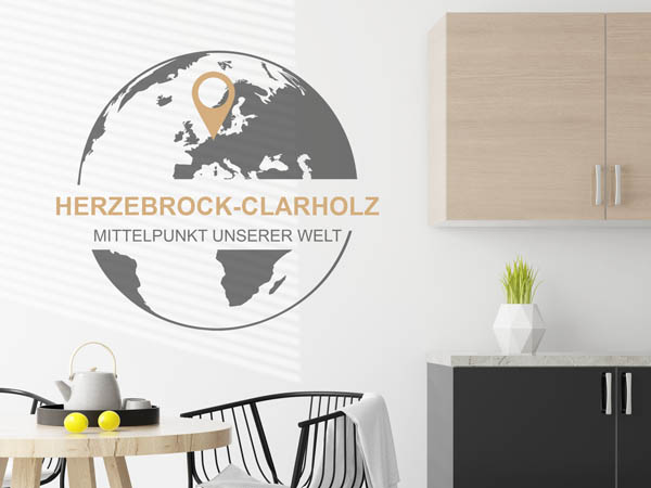Wandtattoo Herzebrock-Clarholz - Mittelpunkt unserer Welt mit Pin im Globus