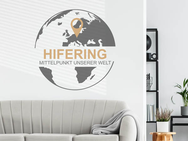 Wandtattoo Hifering - Mittelpunkt unserer Welt mit Pin im Globus