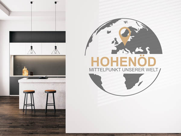 Wandtattoo Hohenöd - Mittelpunkt unserer Welt mit Pin im Globus