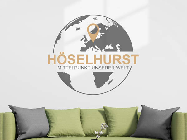 Wandtattoo Höselhurst - Mittelpunkt unserer Welt mit Pin im Globus
