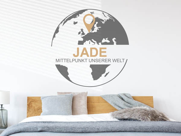 Wandtattoo Jade - Mittelpunkt unserer Welt mit Pin im Globus