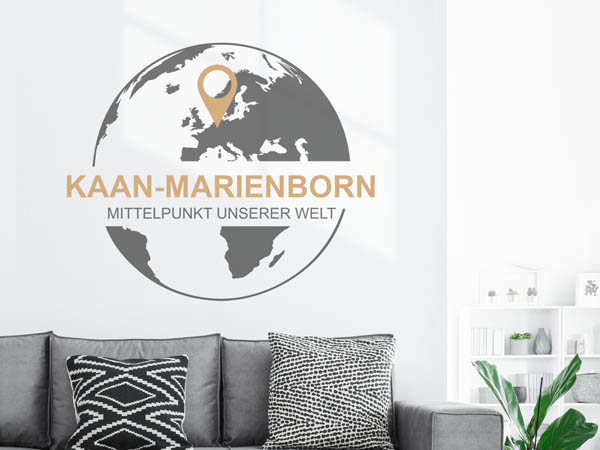 Wandtattoo Kaan-Marienborn - Mittelpunkt unserer Welt mit Pin im Globus
