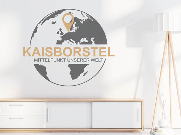 Wandtattoo Kaisborstel - Mittelpunkt unserer Welt mit Pin im Globus