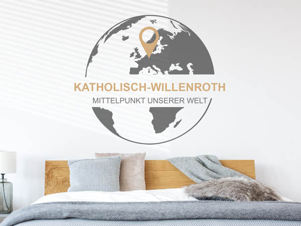 Wandtattoo Katholisch-Willenroth - Mittelpunkt unserer Welt mit Pin im Globus
