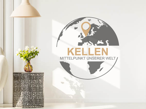 Wandtattoo Kellen - Mittelpunkt unserer Welt mit Pin im Globus