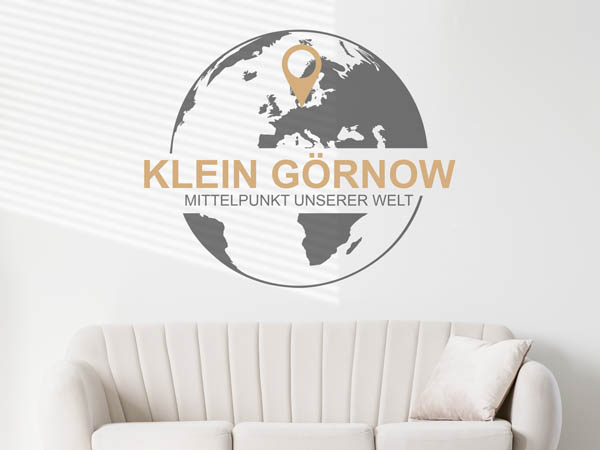 Wandtattoo Klein Görnow - Mittelpunkt unserer Welt mit Pin im Globus