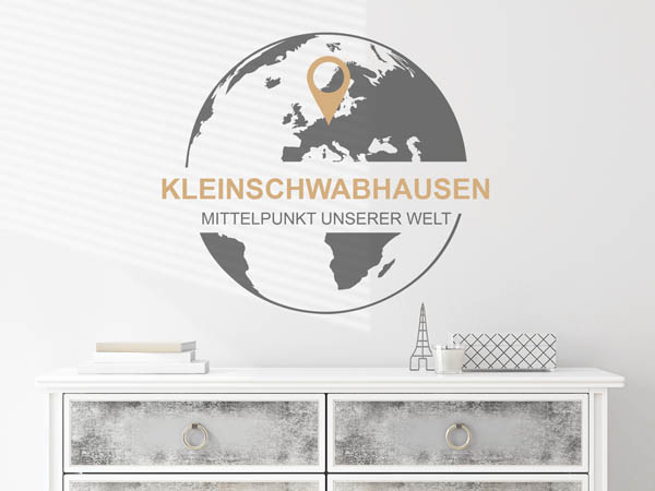 Wandtattoo Kleinschwabhausen - Mittelpunkt unserer Welt mit Pin im Globus