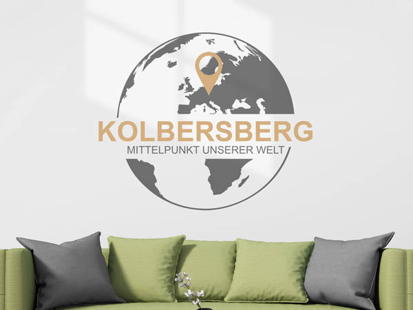 Wandtattoo Kolbersberg - Mittelpunkt unserer Welt mit Pin im Globus