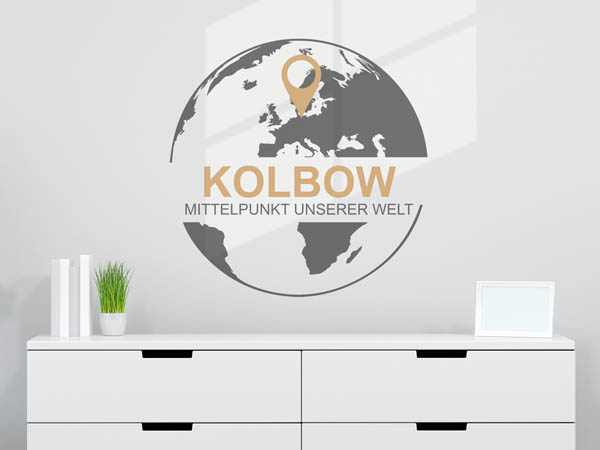 Wandtattoo Kolbow - Mittelpunkt unserer Welt mit Pin im Globus