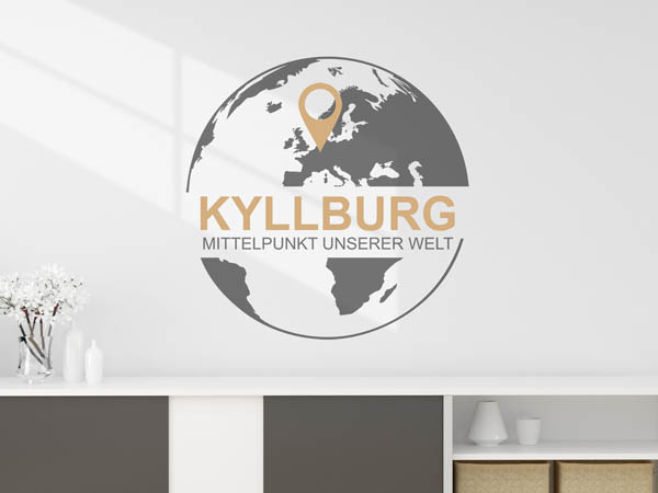 Wandtattoo Kyllburg - Mittelpunkt unserer Welt mit Pin im Globus