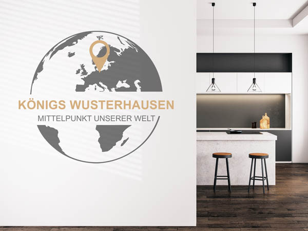 Wandtattoo Königs Wusterhausen - Mittelpunkt unserer Welt mit Pin im Globus