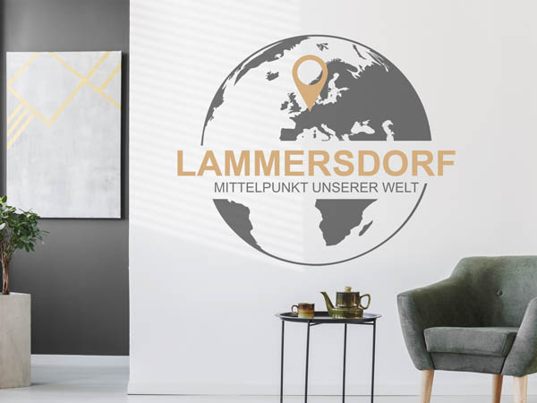 Wandtattoo Lammersdorf - Mittelpunkt unserer Welt mit Pin im Globus