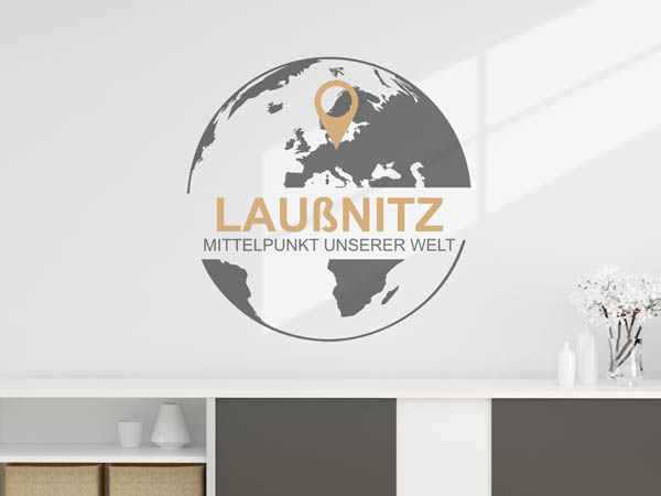 Wandtattoo Laußnitz - Mittelpunkt unserer Welt mit Pin im Globus